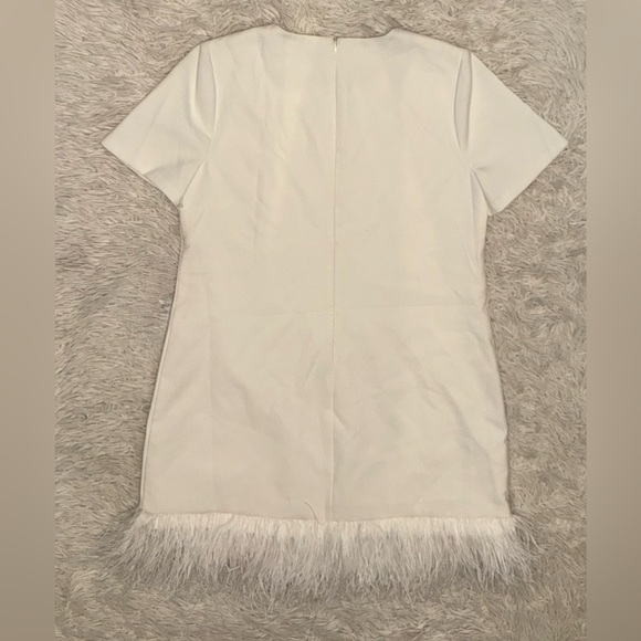 NEW Likely Marullo Feather Hem White Shirt mini Dress sz 8 - Picture 6 of 8
